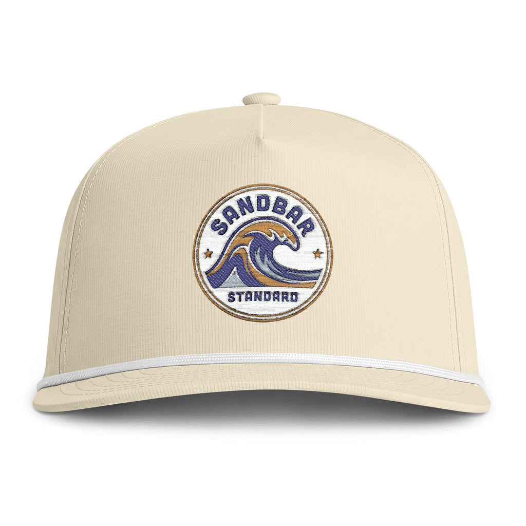 Sunwashed Rope Cap – Sandbar Wave Embroidered Trucker Hat