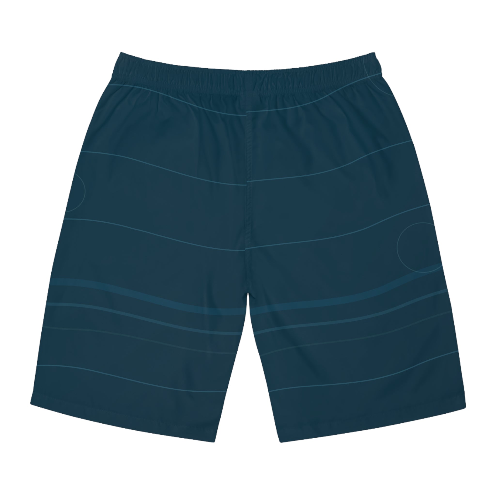 Current Line Board Shorts back view with navy current print