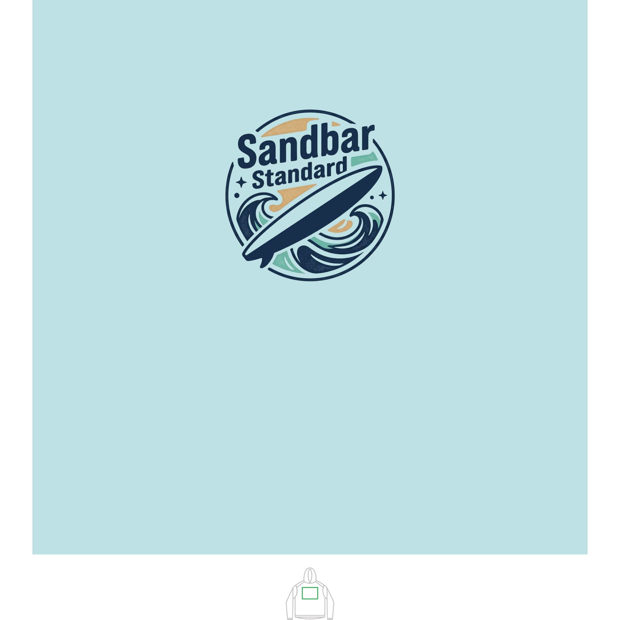 Surf Badge Hoodie — "Sandbar Standard" & "First One Out" Retro Surf Pullover