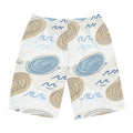 Coastal Shells Pattern Men's Board Shorts — Blue & Sand Beach Swim Trunks