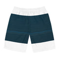Current Line Board Shorts front view with quiet navy current print