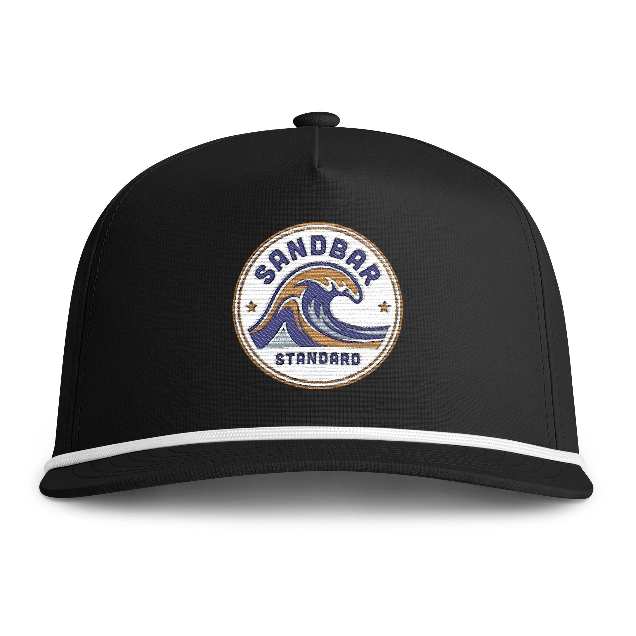 Sunwashed Rope Cap - Sandbar Wave Patch Trucker Hat