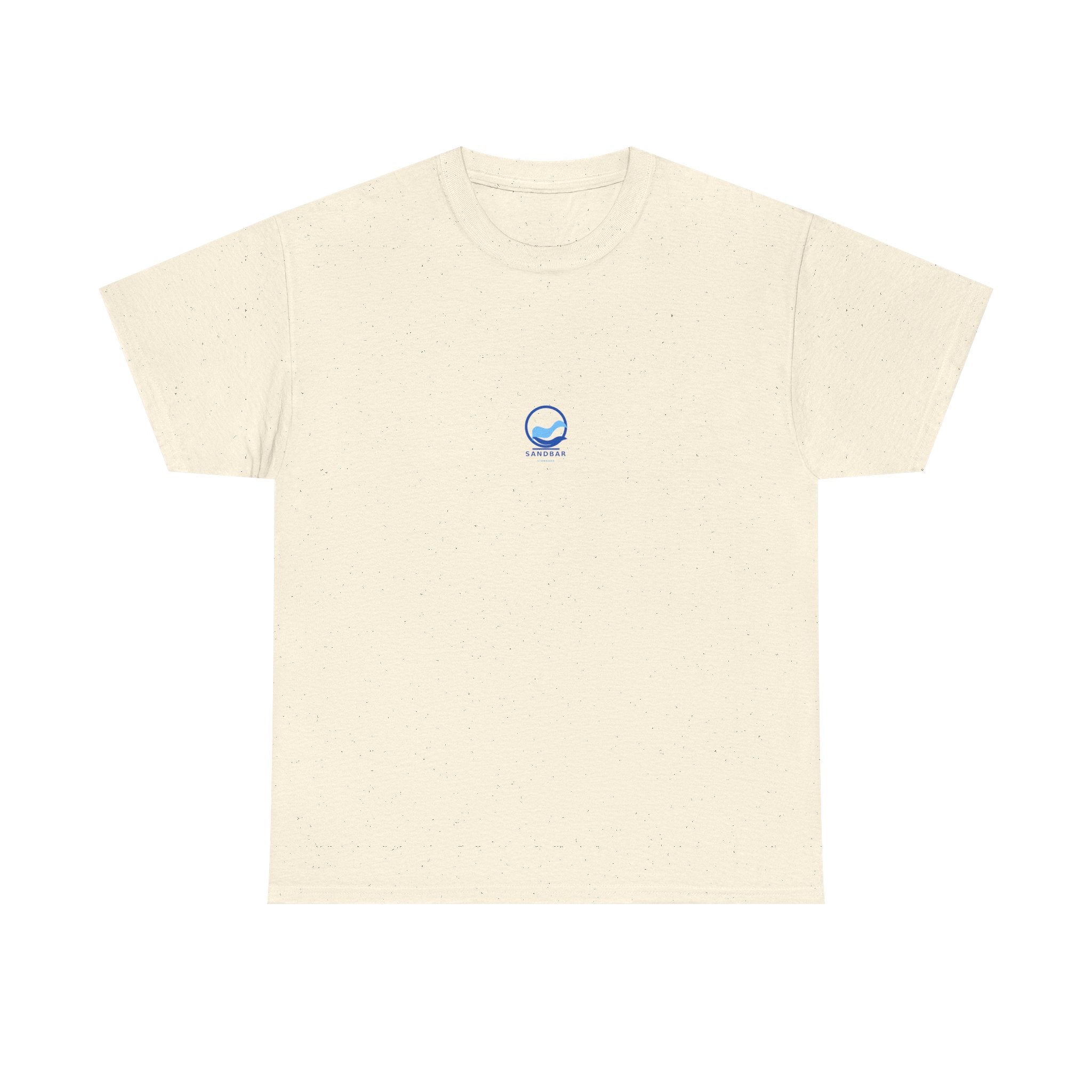 Sandbar Current Mark Tee natural mockup with minimal chest logo