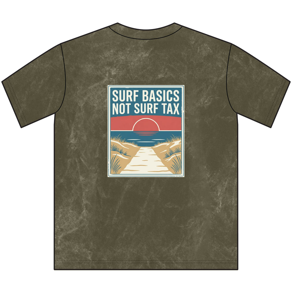 Vintage Surf Tee — "Surf Basics Not Surf Tax" Crewneck