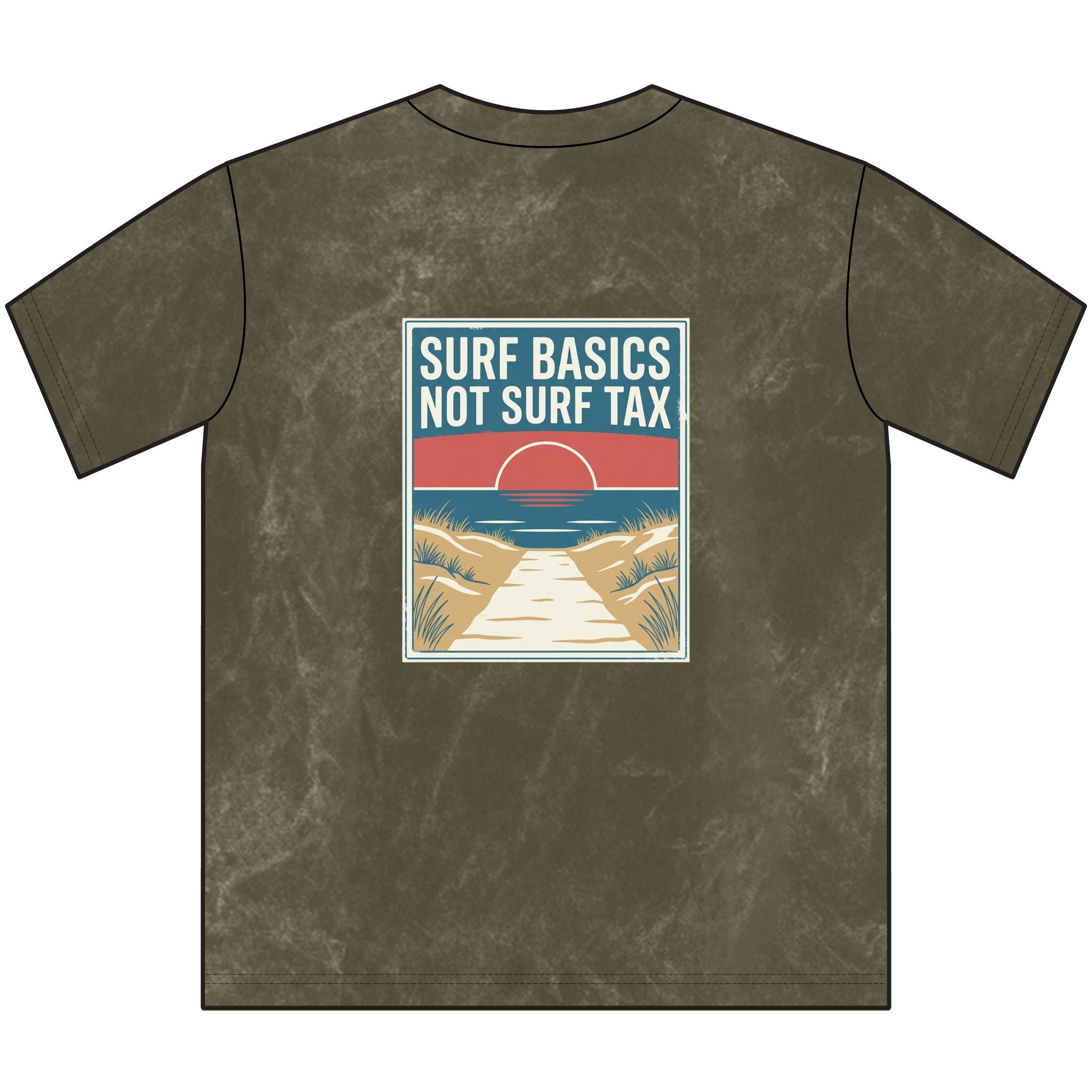 Vintage Surf Tee — "Surf Basics Not Surf Tax" Crewneck