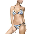 Blue Marble Tie-Side Bikini — Abstract Ocean Print Women's Swimsuit